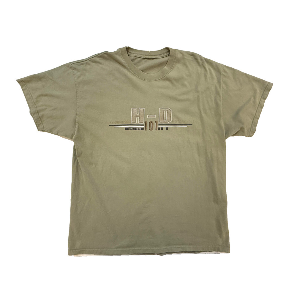 Harley-Davidson Shirt Mens Large Sage Green H-D 101 Central Texas, Austin Texas - Picture 2 of 6